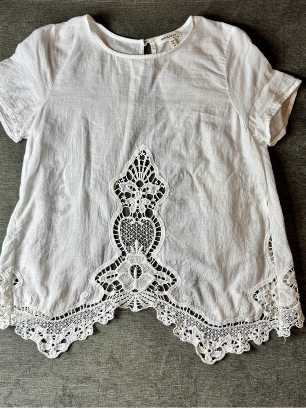Boho White Lace Crochet Top, flowy, open back, cottage core